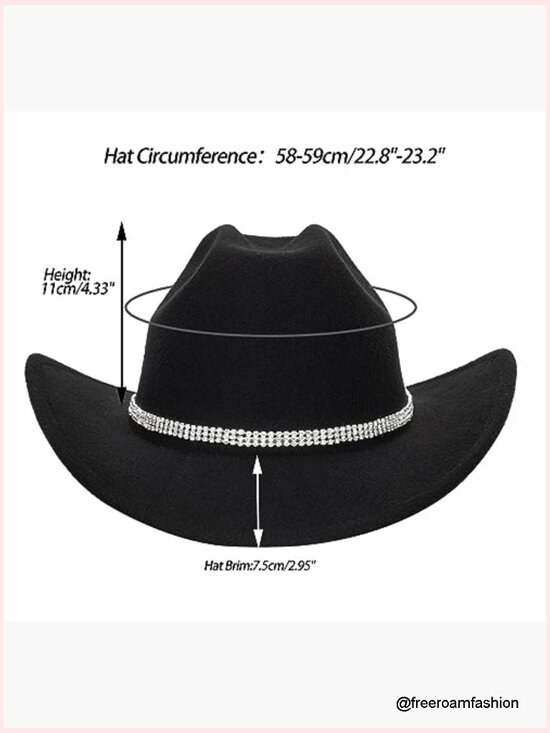 Felt Cowboy Cowgirl Hat with Band Adjustable Unisex main image 6